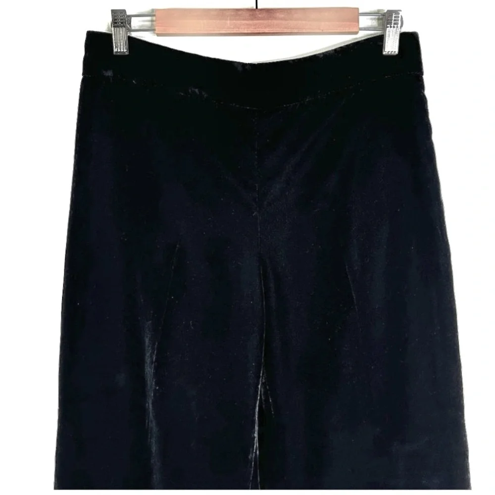 Zara NWT velvet velour black wide leg trouser pants side zip closure
